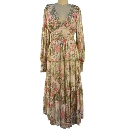 Hemant And Nandita Embellished Pink Pria Maxi Dress Size M - Picture 2 of 6